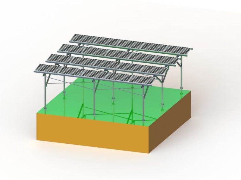 Tripod structure for mounting solar panels in farmland