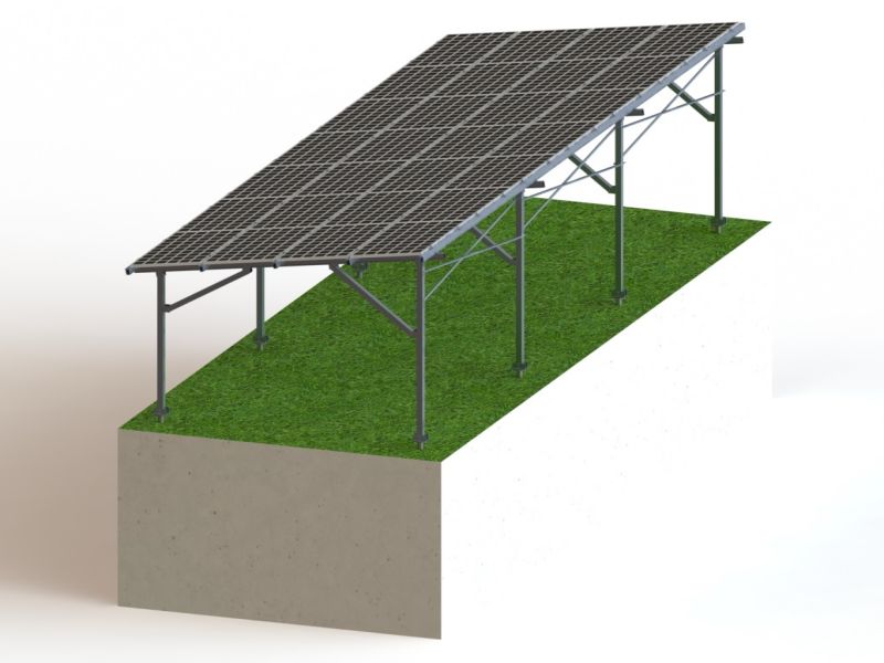 Agricultural solar power system with ground mounting