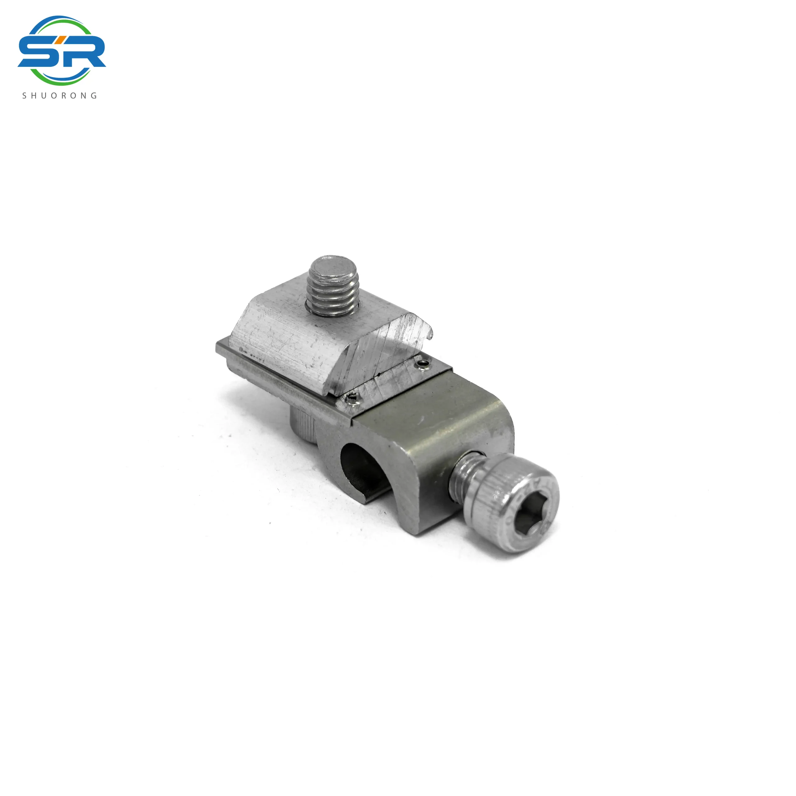 Front view of SR Solar GL01-18B grounding lug kit for solar PV mounting systems