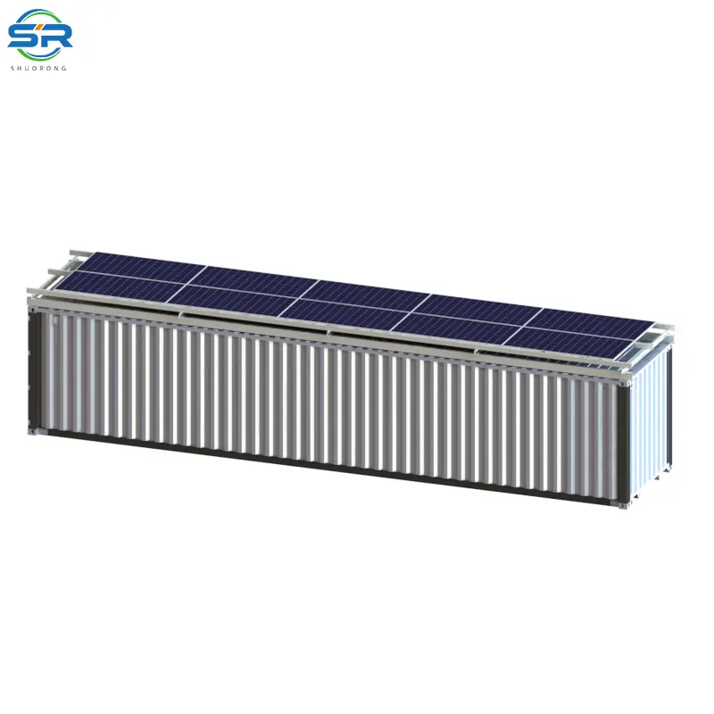 SR Solar container top mounting system with high-efficiency solar panels for industrial storage applications