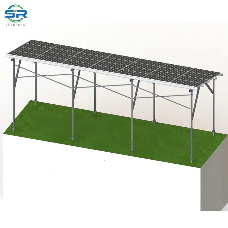 SR Solar slope type agrivoltaic mounting system with ground clearance for agricultural machinery