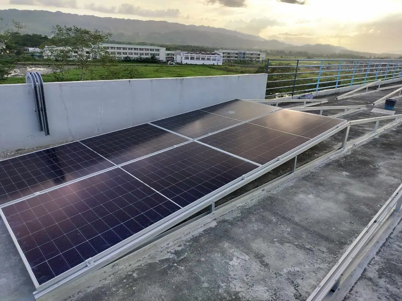 SR Solar adjustable tilt triangle brackets for flat roof solar panel installation in the Philippines.