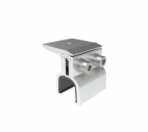 SR Solar AL6005-T6 aluminum Kliplok clamp SR-KC02 small size with SUS304 bolts for secure roof mounting.