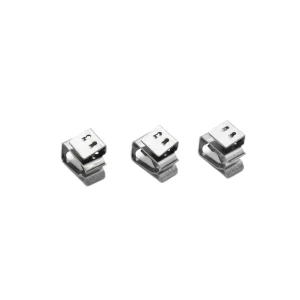 Precision-manufactured SR Solar CC09 SUS304 stainless steel cable clip for PV wire management.