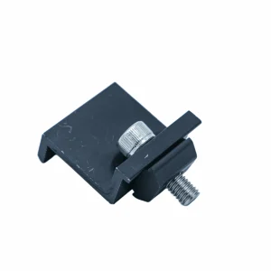 Black anodized aluminum AL6005-T6 solar end clamp model SR-EC01 manufactured by SR Solar.