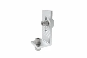 Precision manufacturing of SR Solar LF 03 aluminum L feet with bolt fasteners.