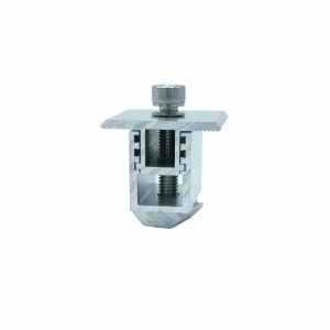 Custom-sized SR Solar MC05 aluminum mid clamp showcasing precise structural slotting.