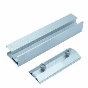 Side profile of an SR Solar RS02 aluminum splice showing precise custom cutting.