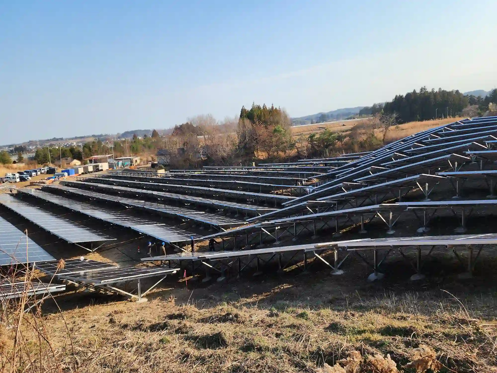 Structural rear view of industrial single-pile solar mounting systems with OEM/ODM customization from SR Solar.