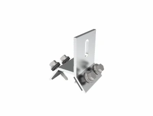 SR Solar AL6005-T6 aluminum Kliplok clamp SR-TC03 with SUS304 bolts for metal roof mounting.