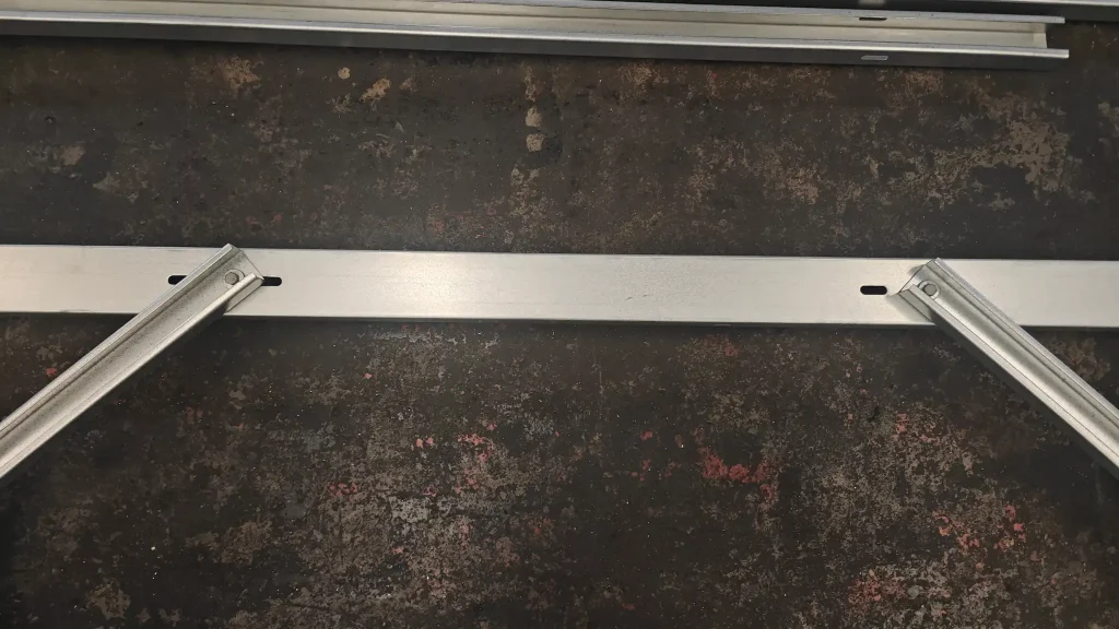 SR Solar pre-assembled solar rack structural alignment in manufacturing plant