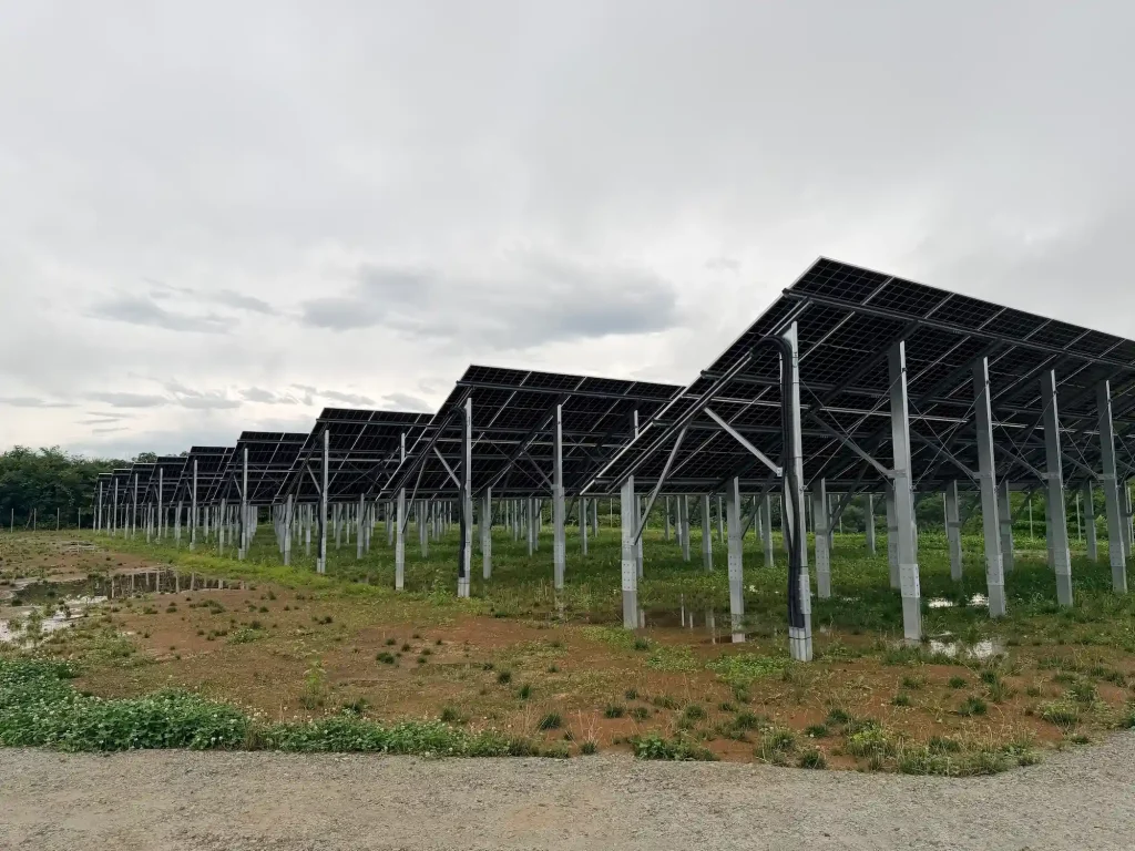 Heavy-duty steel perimeter fencing system protecting solar PV power plant by SR Solar.